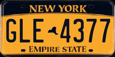 NY license plate GLE4377