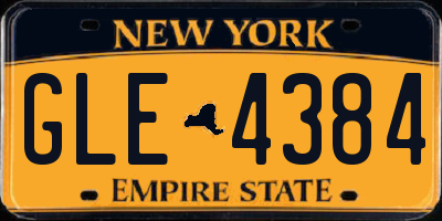 NY license plate GLE4384