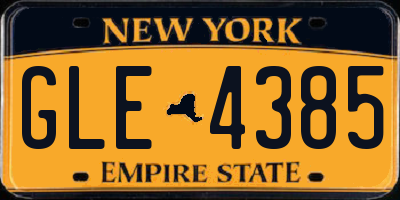 NY license plate GLE4385