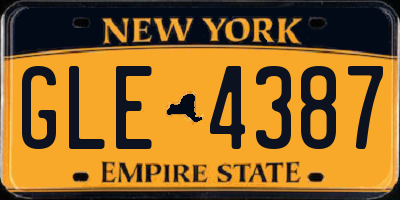 NY license plate GLE4387