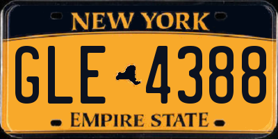 NY license plate GLE4388