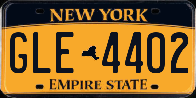 NY license plate GLE4402