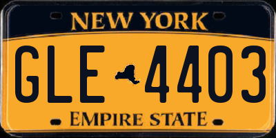 NY license plate GLE4403