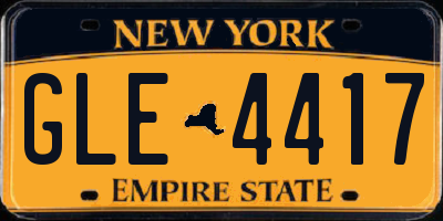 NY license plate GLE4417
