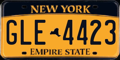 NY license plate GLE4423