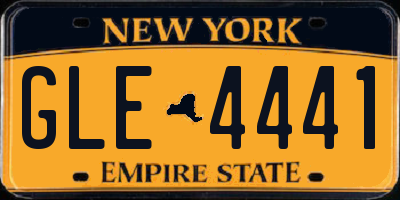 NY license plate GLE4441