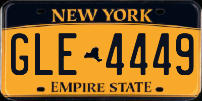 NY license plate GLE4449