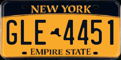 NY license plate GLE4451
