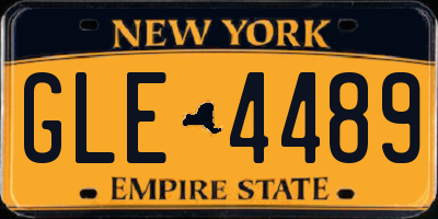 NY license plate GLE4489