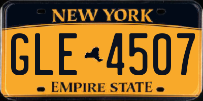 NY license plate GLE4507