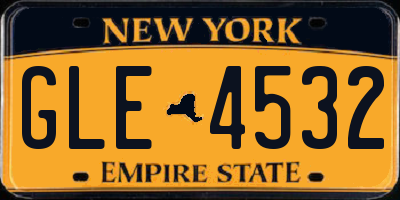 NY license plate GLE4532