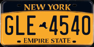 NY license plate GLE4540