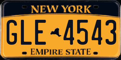 NY license plate GLE4543