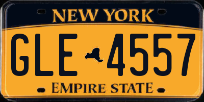 NY license plate GLE4557
