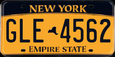 NY license plate GLE4562