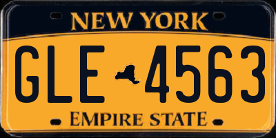 NY license plate GLE4563