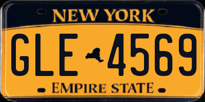NY license plate GLE4569