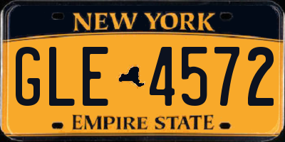 NY license plate GLE4572