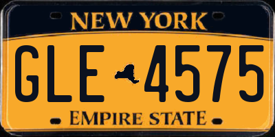 NY license plate GLE4575