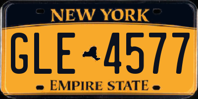 NY license plate GLE4577