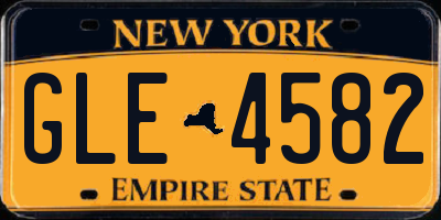 NY license plate GLE4582