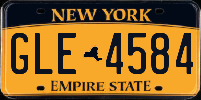 NY license plate GLE4584