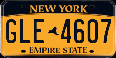 NY license plate GLE4607