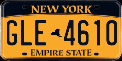 NY license plate GLE4610