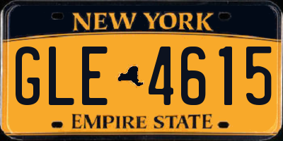 NY license plate GLE4615
