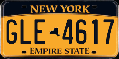 NY license plate GLE4617