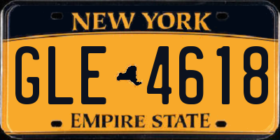 NY license plate GLE4618
