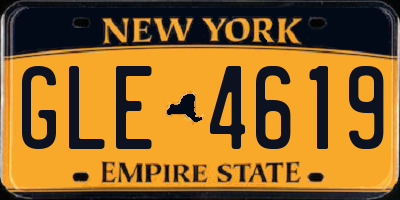 NY license plate GLE4619