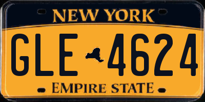 NY license plate GLE4624