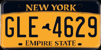 NY license plate GLE4629