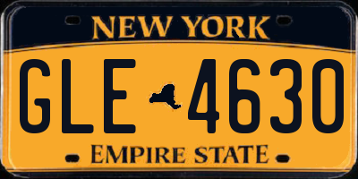 NY license plate GLE4630