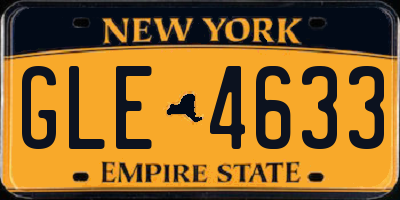 NY license plate GLE4633