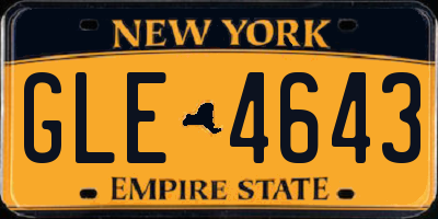 NY license plate GLE4643