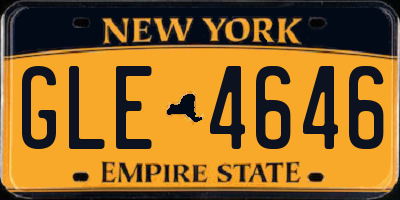 NY license plate GLE4646