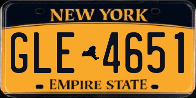 NY license plate GLE4651