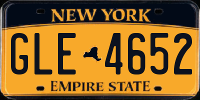 NY license plate GLE4652
