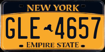 NY license plate GLE4657