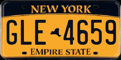 NY license plate GLE4659