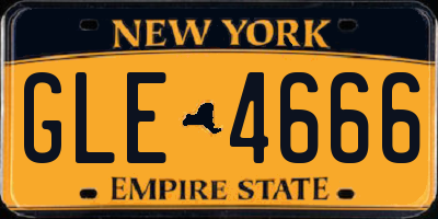 NY license plate GLE4666