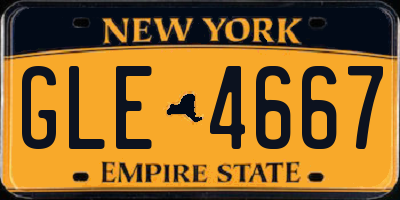 NY license plate GLE4667