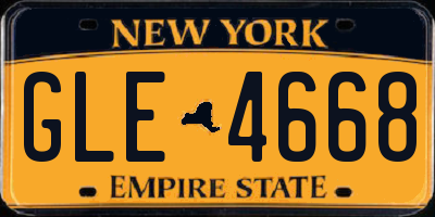 NY license plate GLE4668