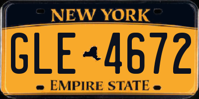 NY license plate GLE4672
