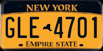 NY license plate GLE4701