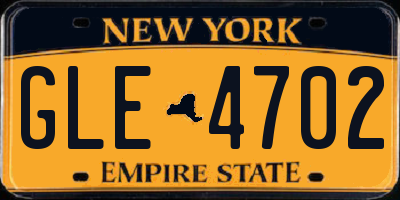 NY license plate GLE4702