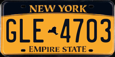 NY license plate GLE4703