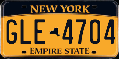 NY license plate GLE4704